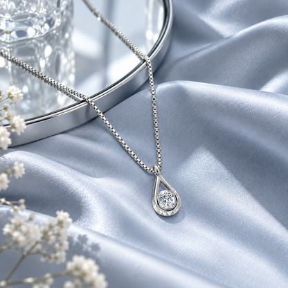💎 Teardrop Necklace | Zircon Silver-Tone Evening | Women Radiant Sparkle