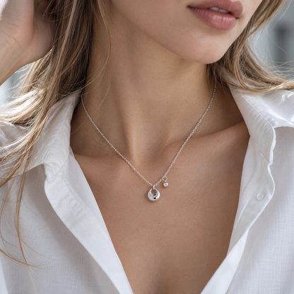 💎 Silver Necklace | Silver-Tone Metal Everyday | Women Sculptural Charm