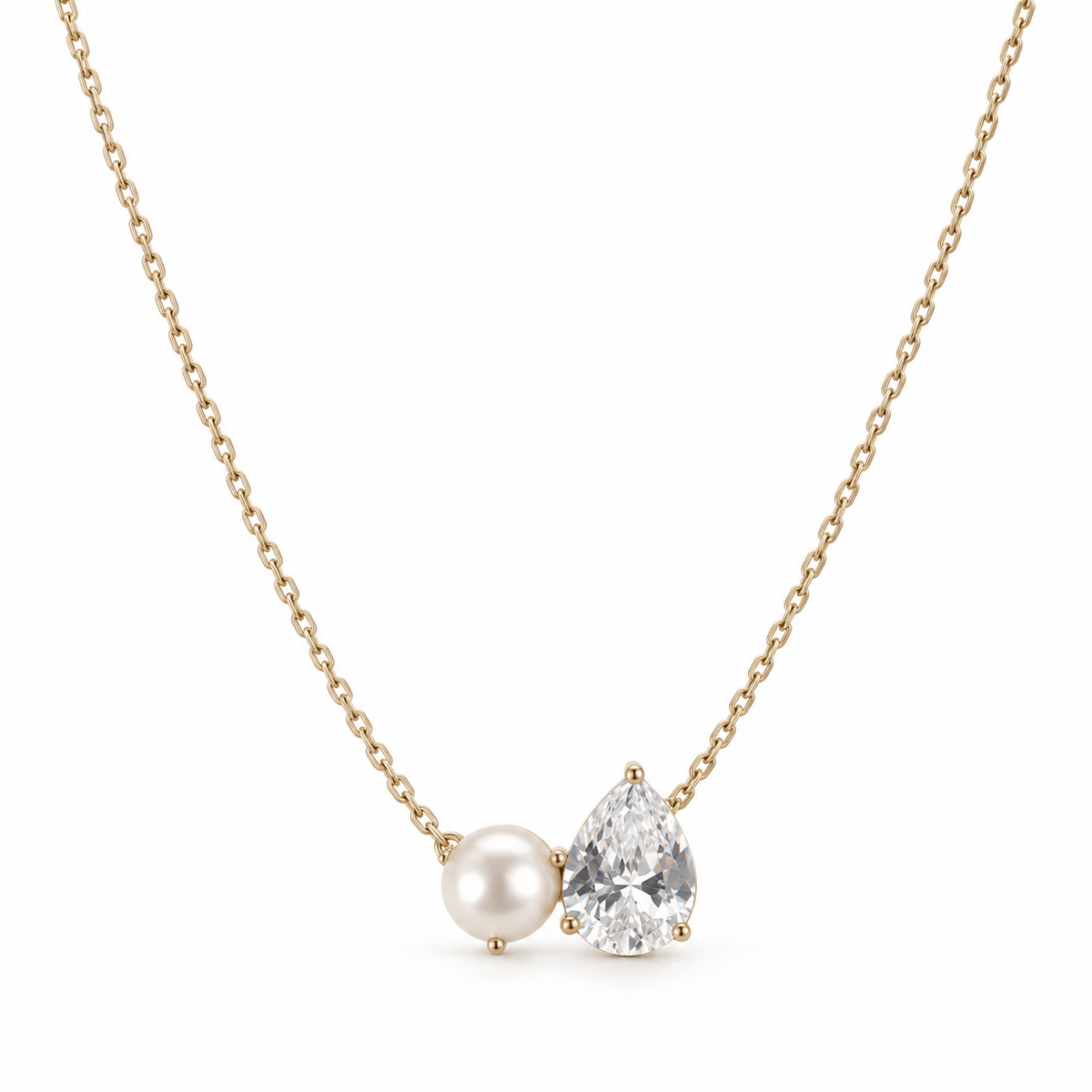 💧 Pearl Necklace | Gold-Tone Everyday Styling | Women Teardrop Sparkle
