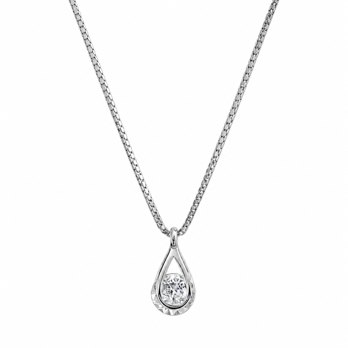 💎 Teardrop Necklace | Zircon Silver-Tone Evening | Women Radiant Sparkle