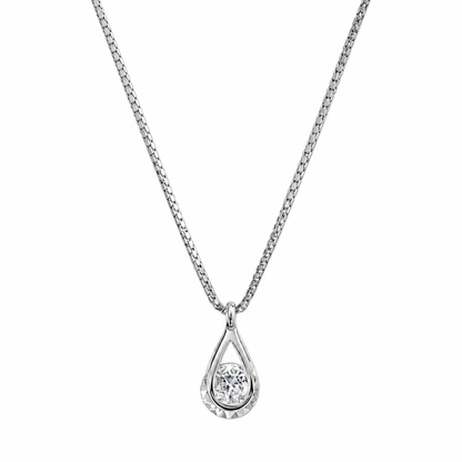 💎 Teardrop Necklace | Zircon Silver-Tone Evening | Women Radiant Sparkle