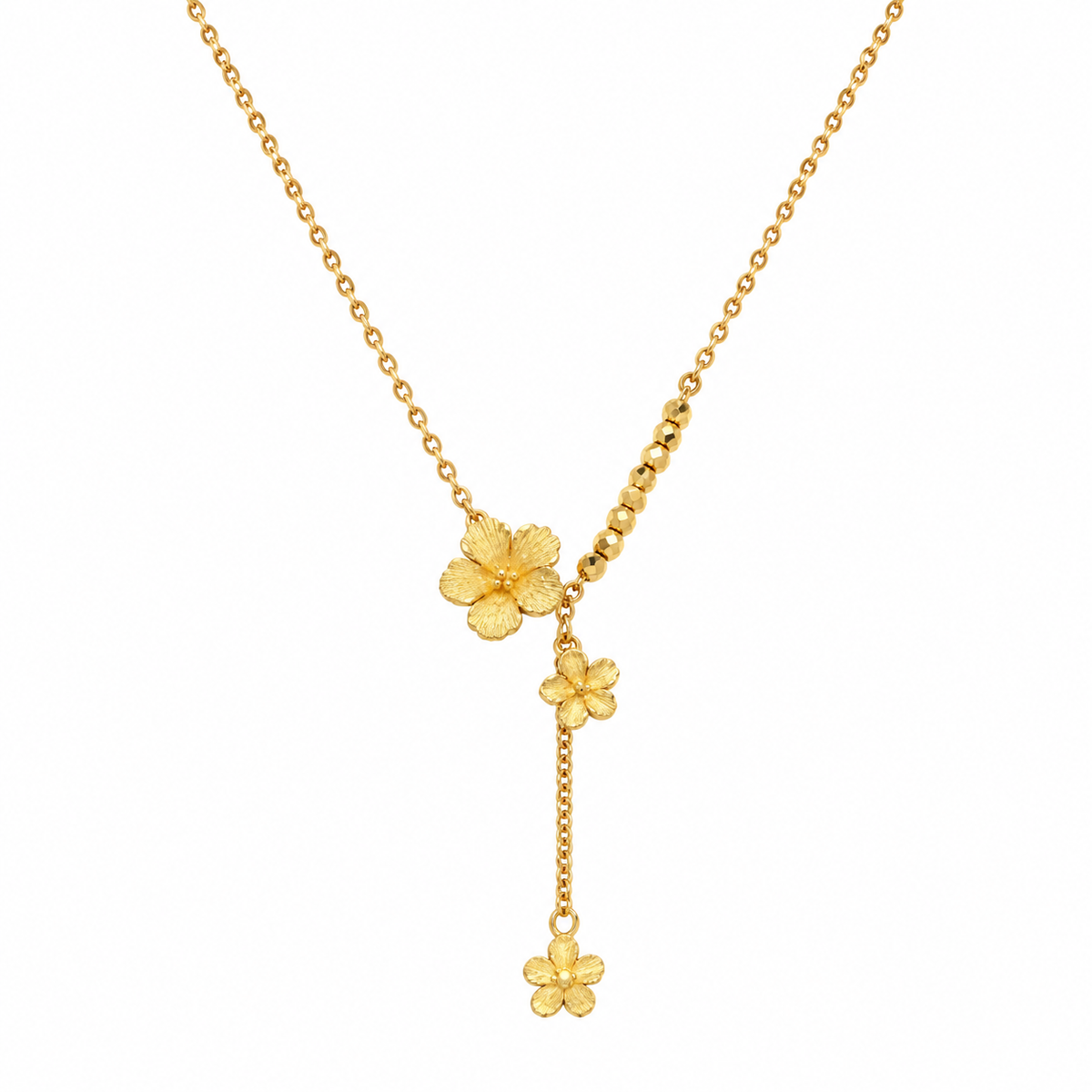 🌼 Floral Necklace | Gold-Tone Metal Everyday | Women Romantic Dangle