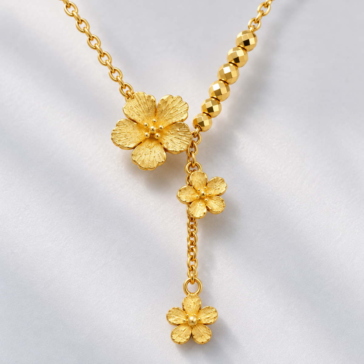 🌼 Floral Necklace | Gold-Tone Metal Everyday | Women Romantic Dangle