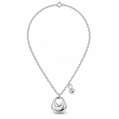 💎 Silver Necklace | Silver-Tone Metal Everyday | Women Sculptural Charm