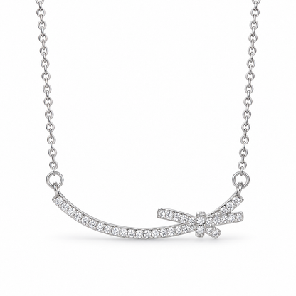 🎀 Bow Necklace | Zircon Rose-Gold Evening | Women Delicate Sparkle