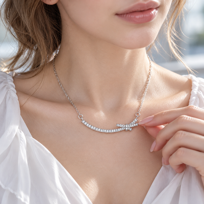 🎀 Bow Necklace | Zircon Rose-Gold Evening | Women Delicate Sparkle