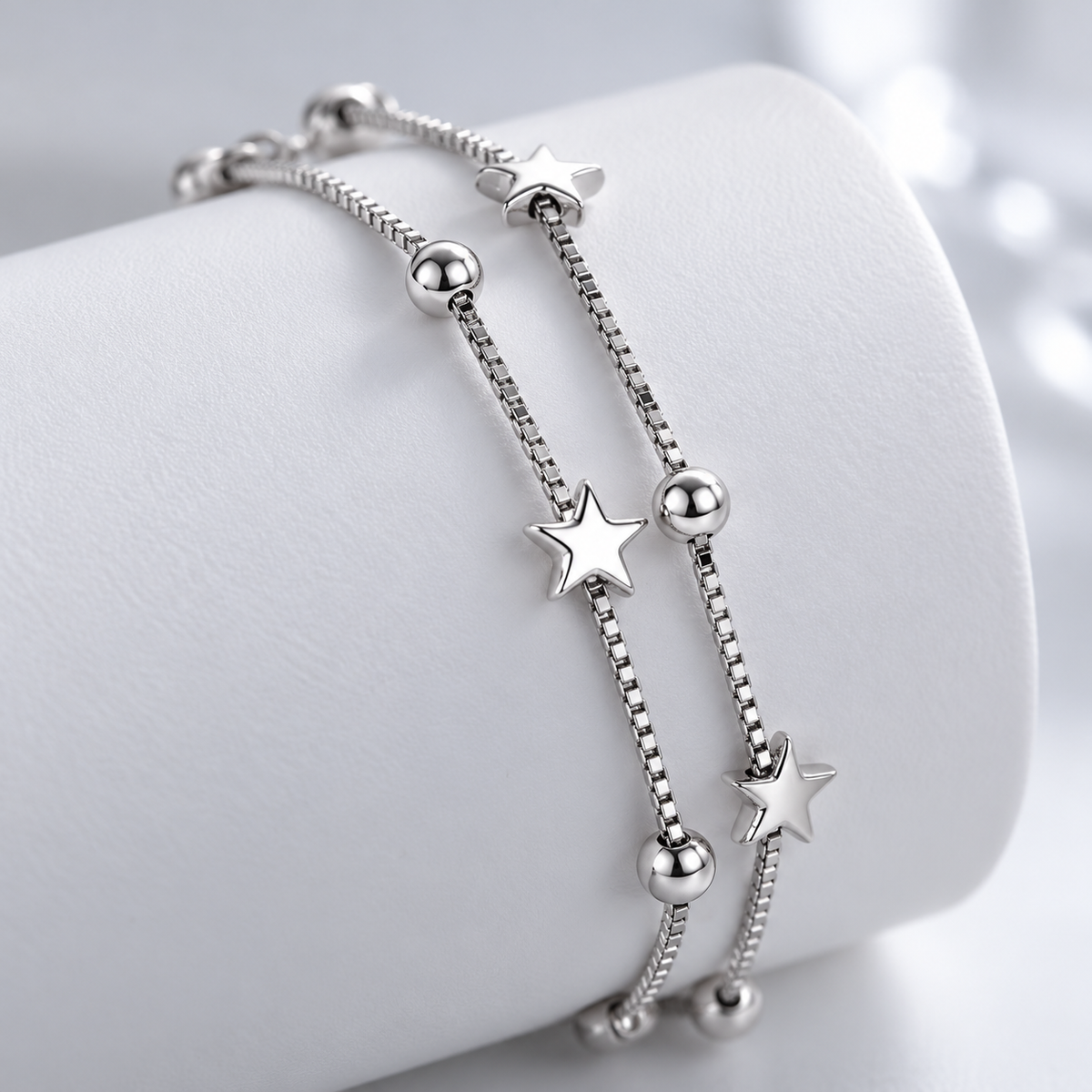 ⭐ Layered Bracelet | Silver-Tone Daily Wear | Women Starry Elegance