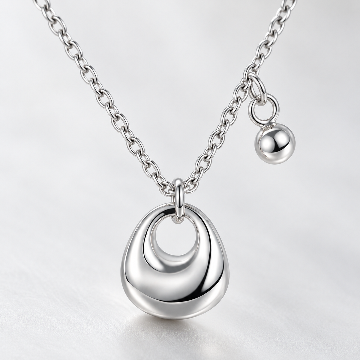 💎 Silver Necklace | Silver-Tone Metal Everyday | Women Sculptural Charm