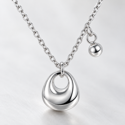 💎 Silver Necklace | Silver-Tone Metal Everyday | Women Sculptural Charm