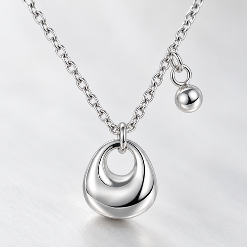 💎 Silver Necklace | Silver-Tone Metal Everyday | Women Sculptural Charm