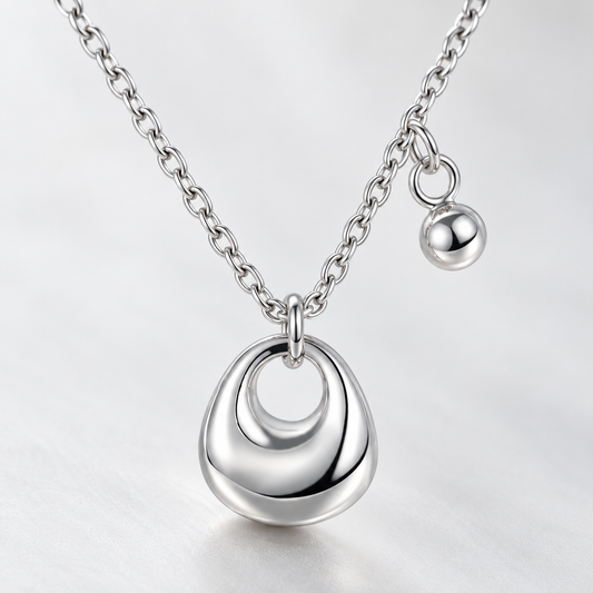 💎 Silver Necklace | Silver-Tone Metal Everyday | Women Sculptural Charm