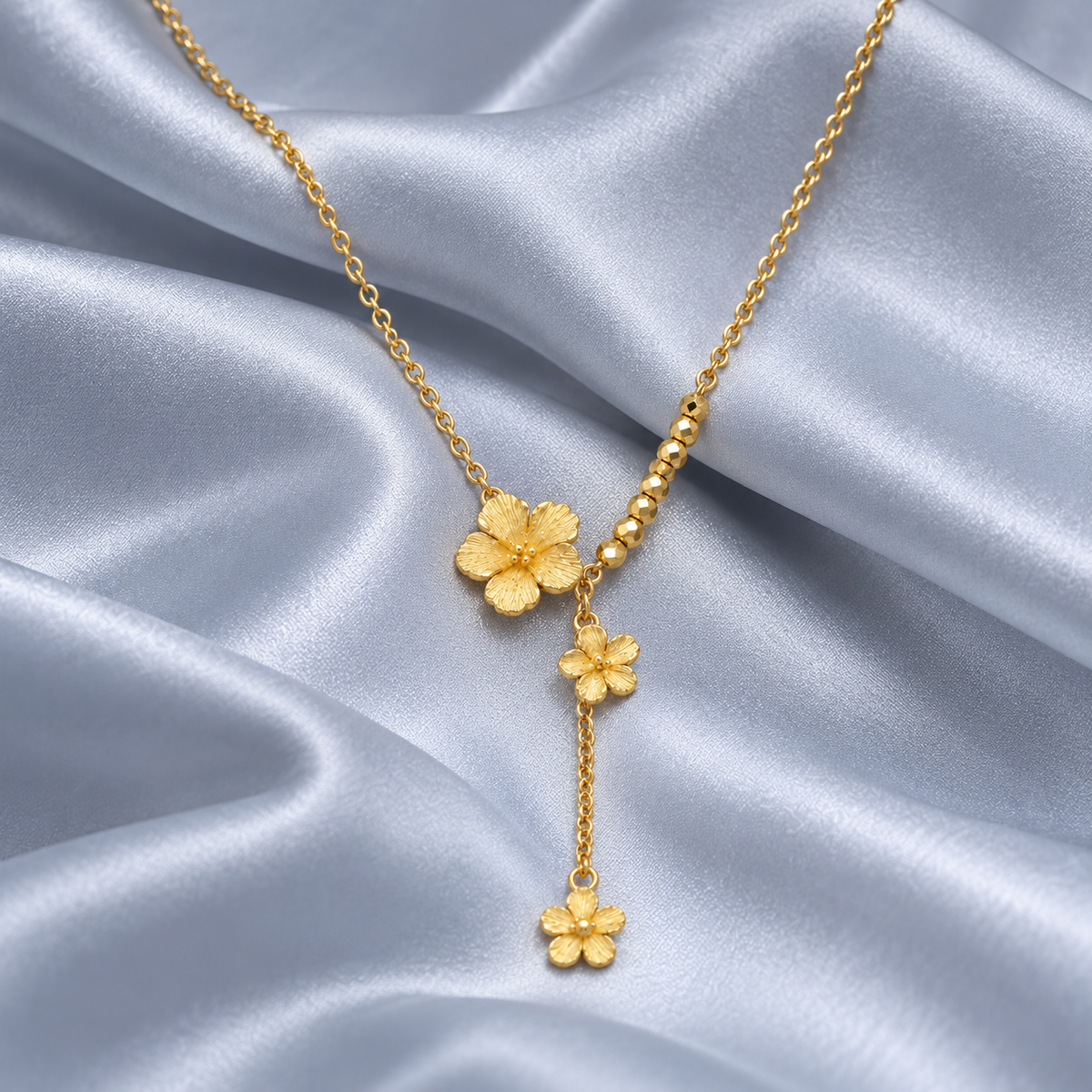 🌼 Floral Necklace | Gold-Tone Metal Everyday | Women Romantic Dangle