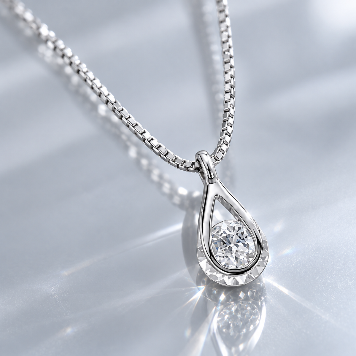 💎 Teardrop Necklace | Zircon Silver-Tone Evening | Women Radiant Sparkle