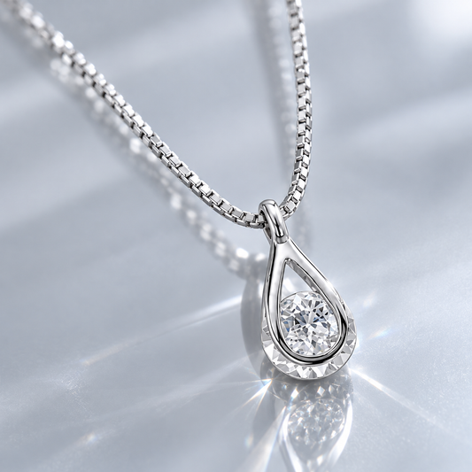 💎 Teardrop Necklace | Zircon Silver-Tone Evening | Women Radiant Sparkle
