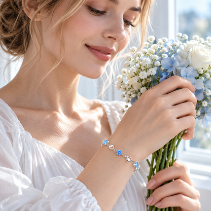 💙 Heart Bracelet | Silver Crystal Everyday | Women Oceanic Sparkle