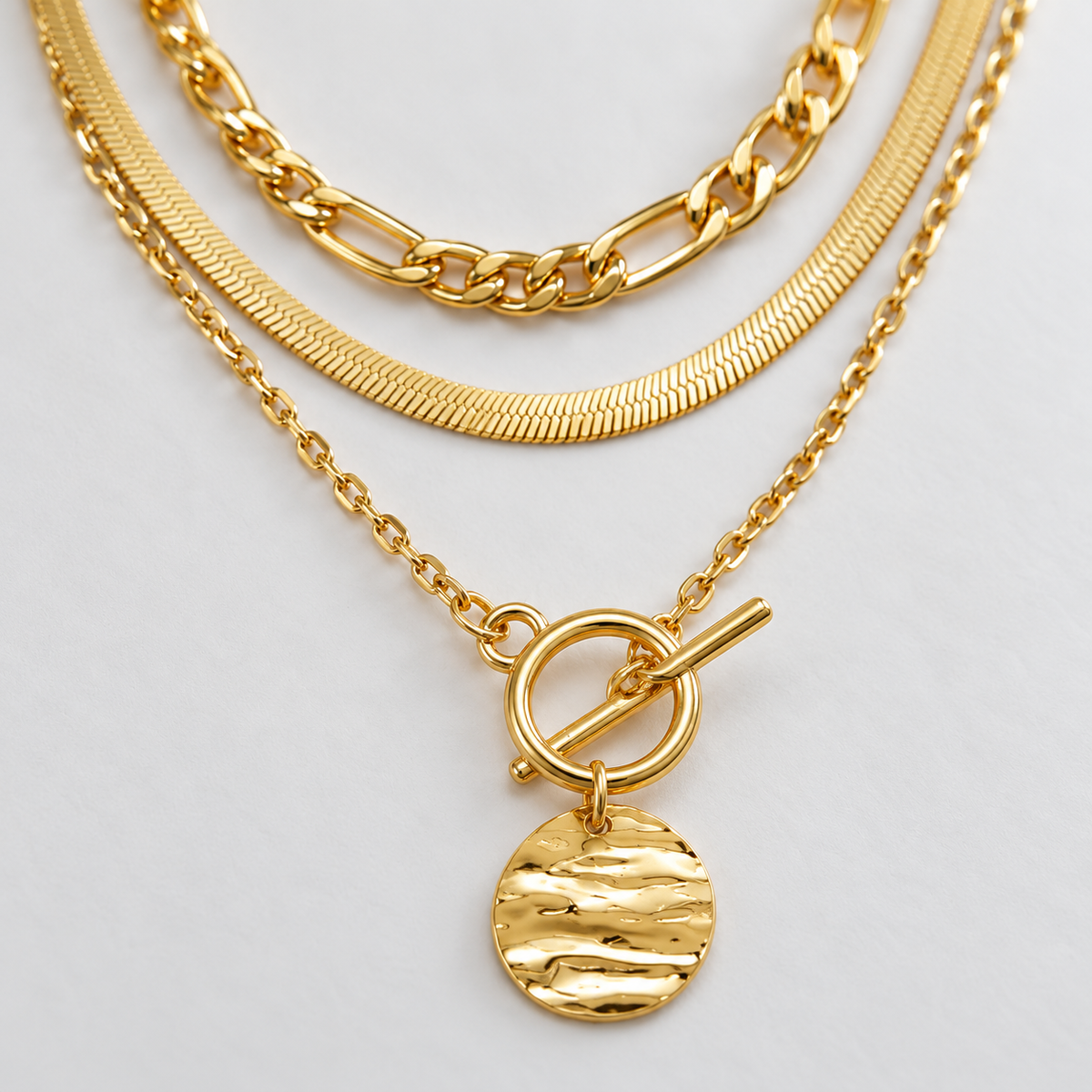 🪙 Layered Necklace | Gold-Tone Snake Chain | Women Coin Accent