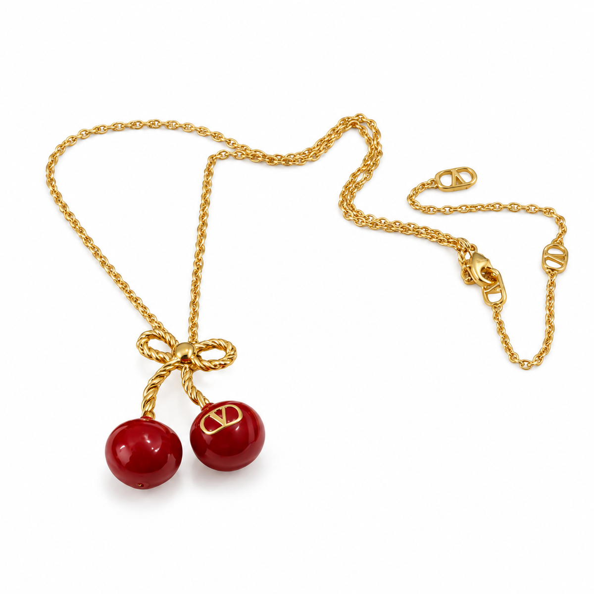 🍒 Cherry Necklace | Gold-Tone Everyday Styling | Women Playful Charm