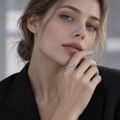 🕊️ Statement Ring | Silver Crystal Styling | Women Teardrop Elegance