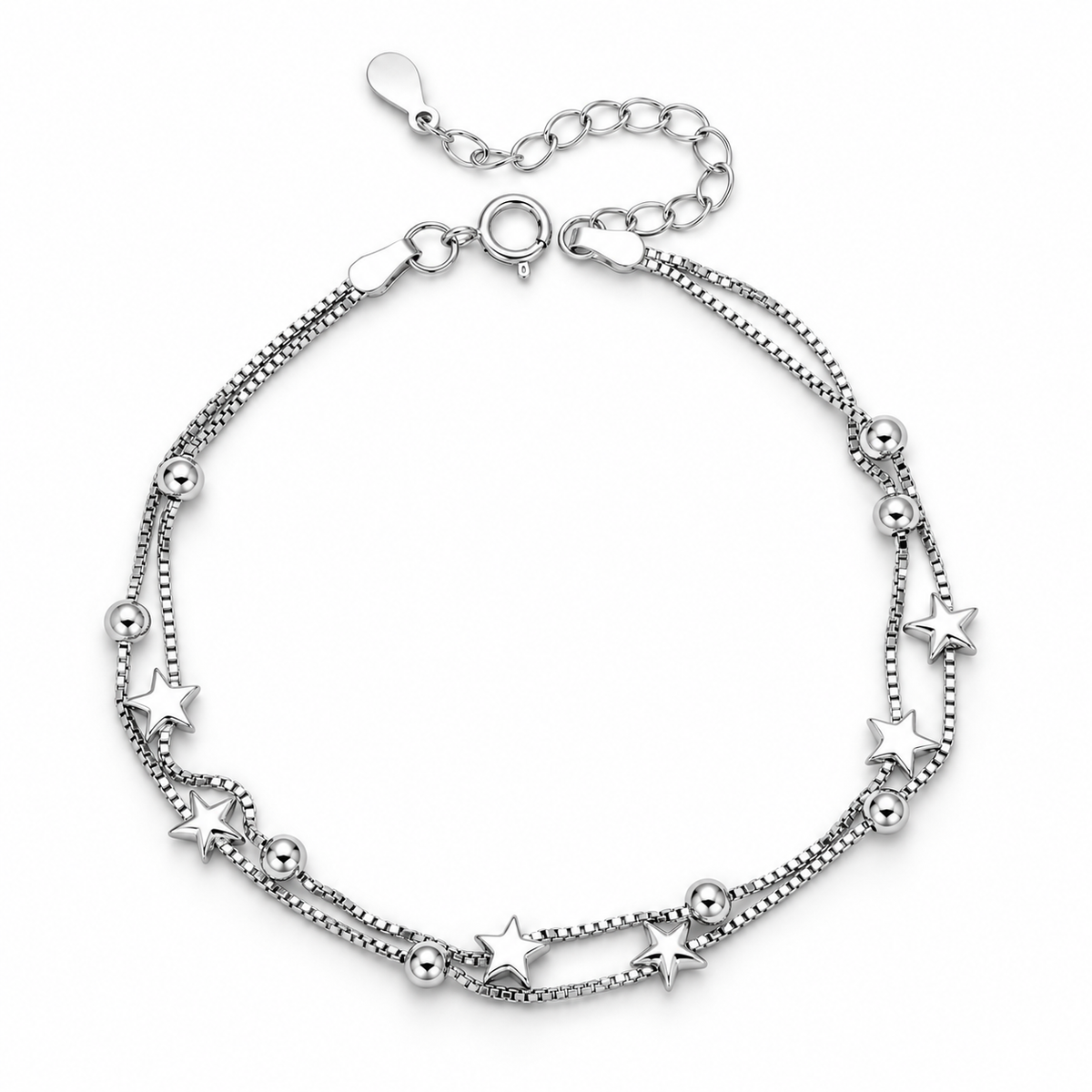 ⭐ Layered Bracelet | Silver-Tone Daily Wear | Women Starry Elegance