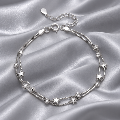 ⭐ Layered Bracelet | Silver-Tone Daily Wear | Women Starry Elegance