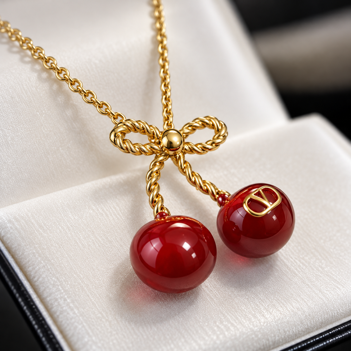 🍒 Cherry Necklace | Gold-Tone Everyday Styling | Women Playful Charm