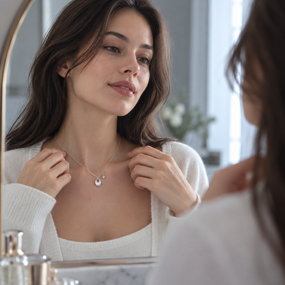💎 Silver Necklace | Silver-Tone Metal Everyday | Women Sculptural Charm
